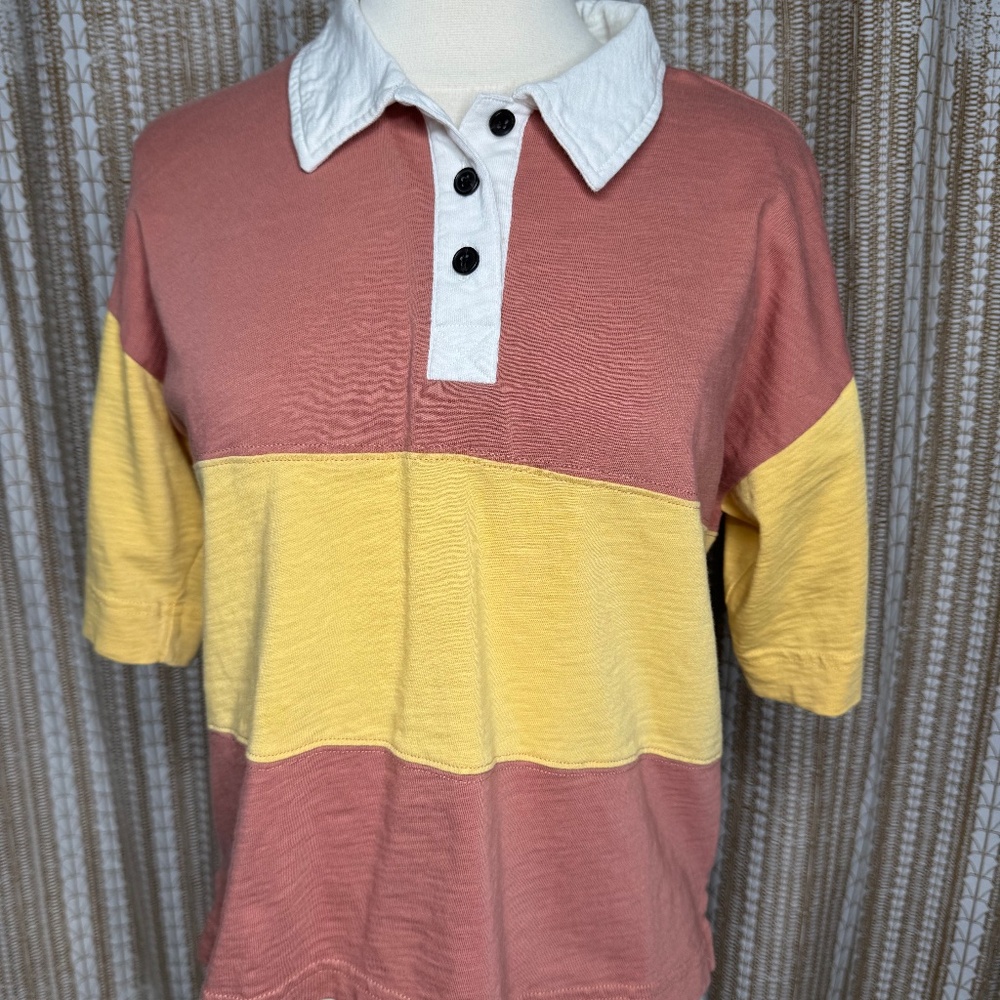 Madewell Colorblock Polo Top – Size Small – 100% Organic Cotton